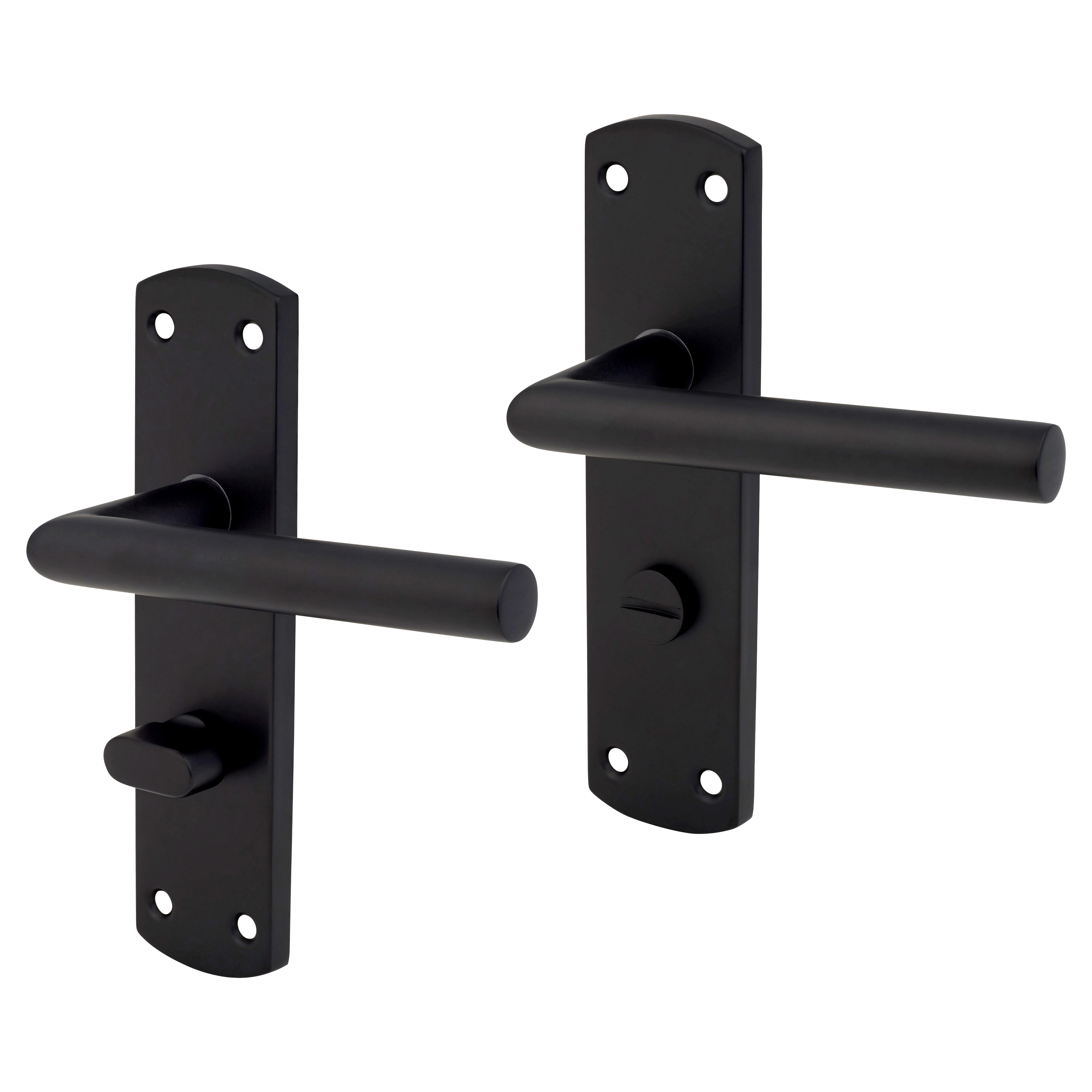Matt Black Mitred Bathroom Door Handles - 172 x 44mm - view 2