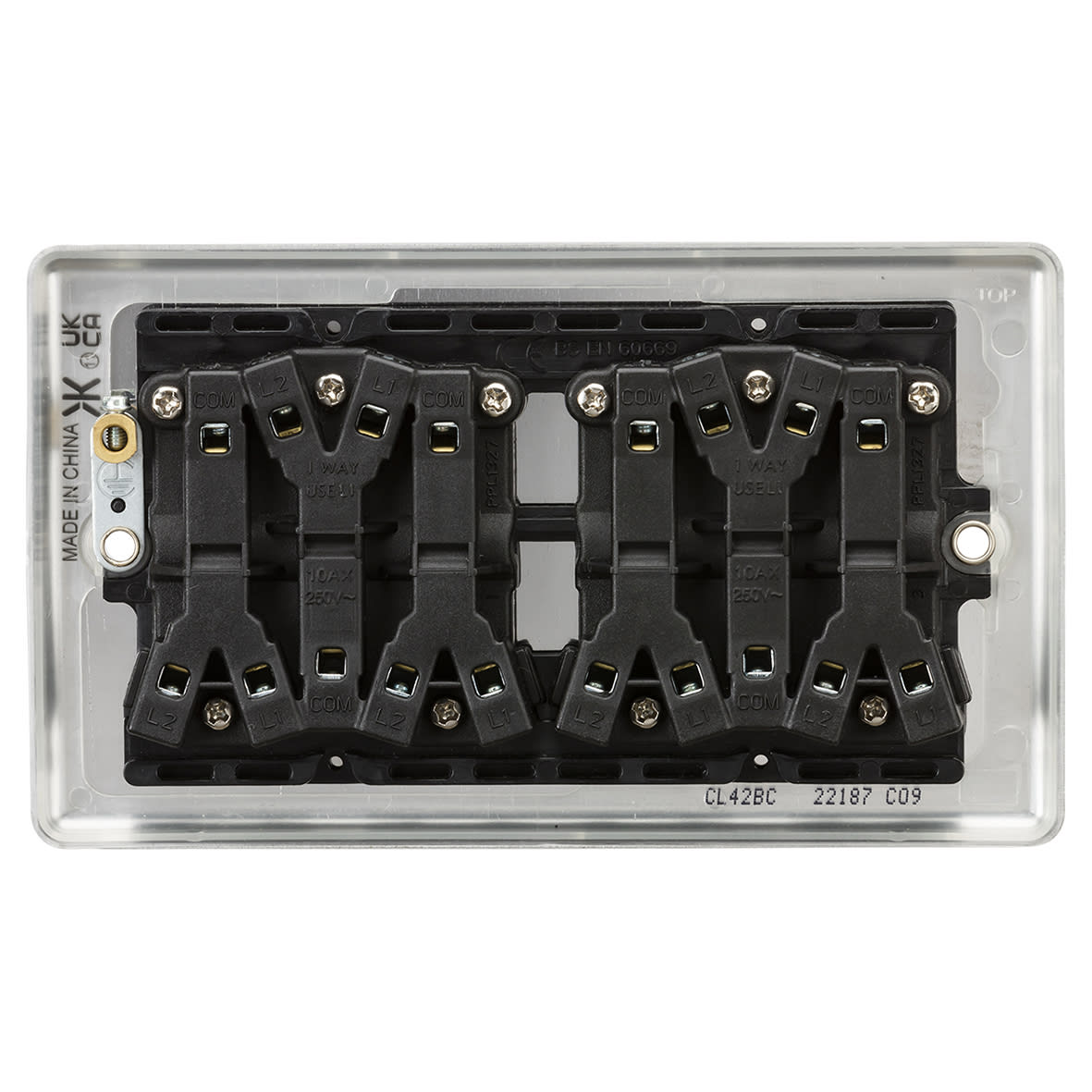 10AX 6 Gang 2 Way Round Edge Light Switch - Brushed Chrome - view 4