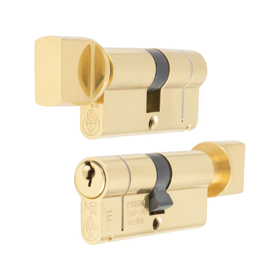 1 Star 6 Pin 80mm Euro Thumbturn Cylinder - 40mm + 40mm - Polished Brass - Keyed to Differ - view 2