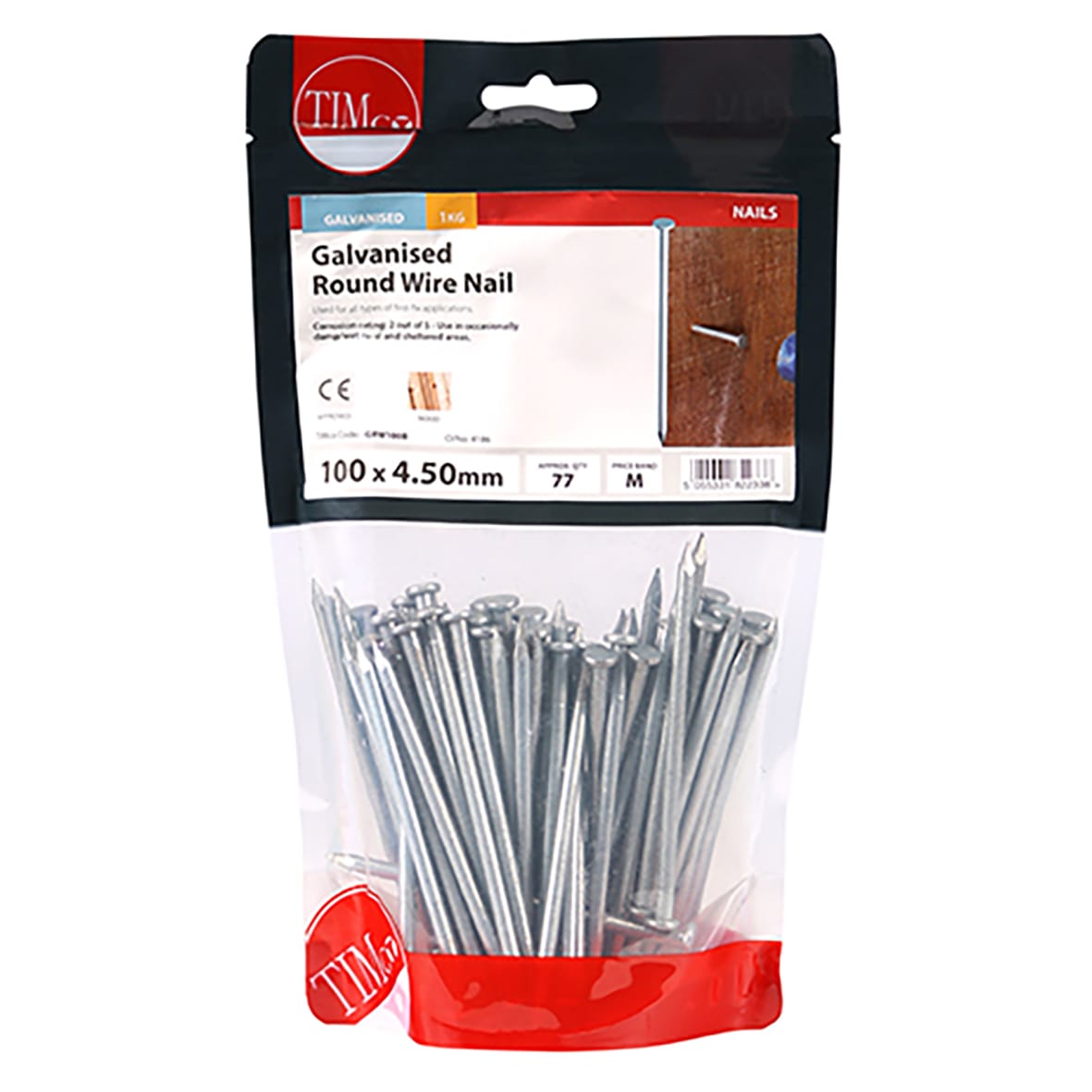 Galvanised Round Wire Nail - 4.50 x 100mm - 1kg Pack - view 2