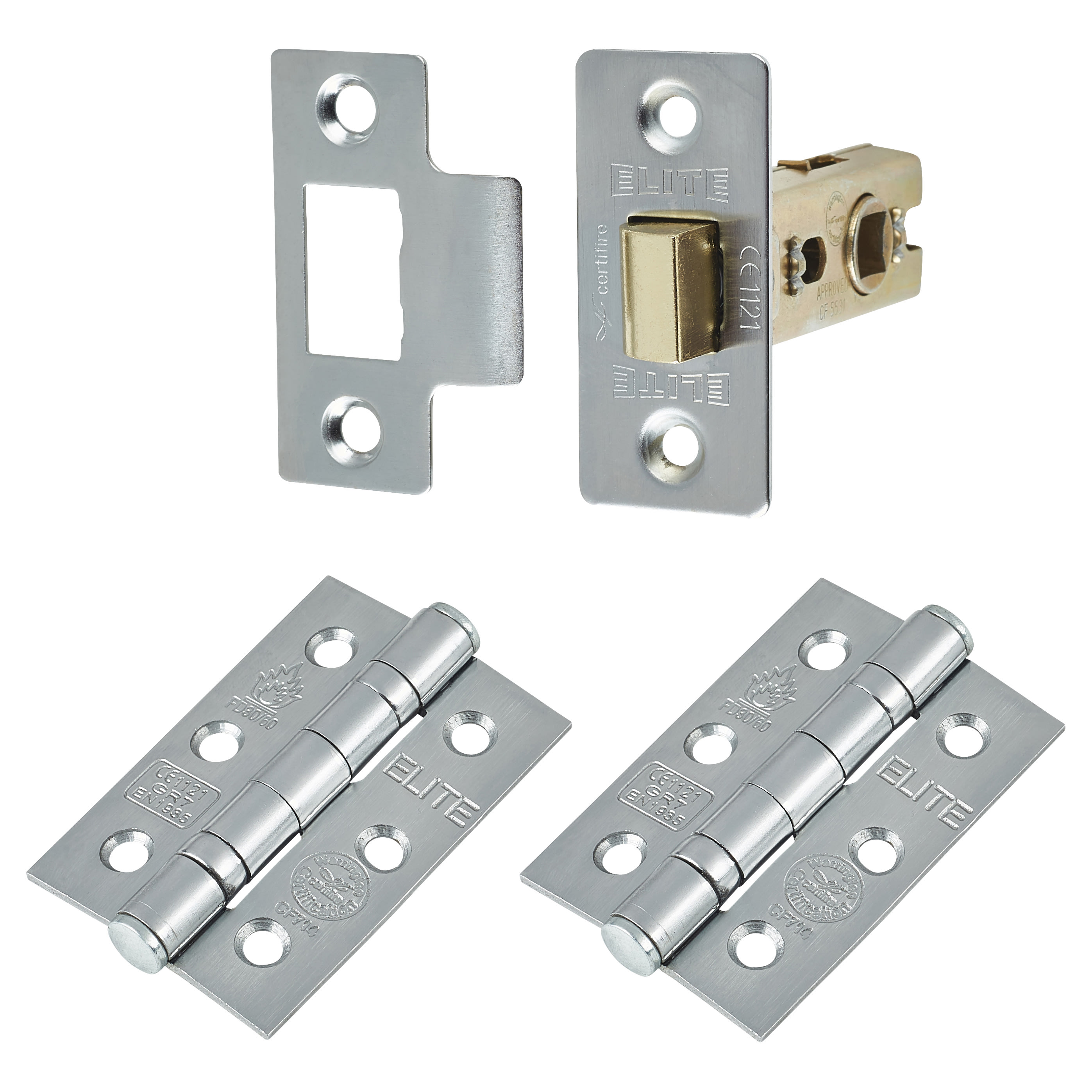 Satin Chrome Scroll Latch Door Handles Pack - Ashmead Range - view 3