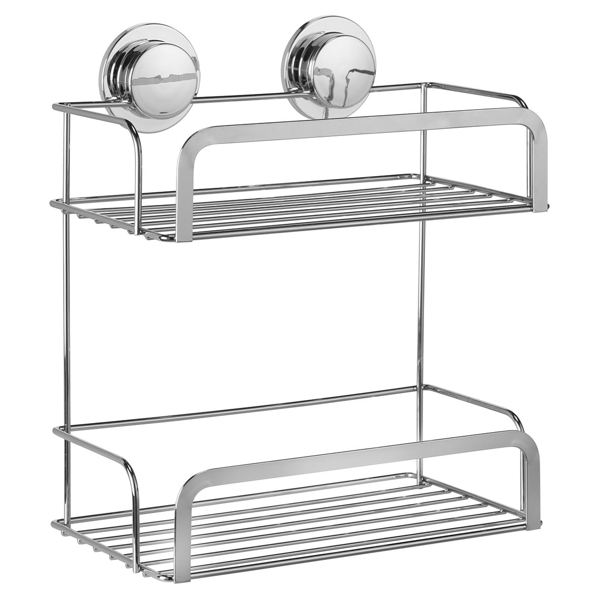 Stick 'N' Lock Cosmetic Shower Basket - Two Tier - 293 x 256 x 148mm - Polished Chrome - view 3