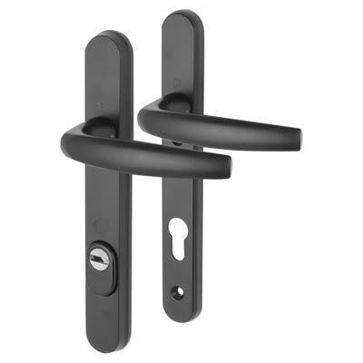 1530/3260N Black uPVC Multipoint Door Handles - Short Plate - 92mm c/c - 60mm door - view 2
