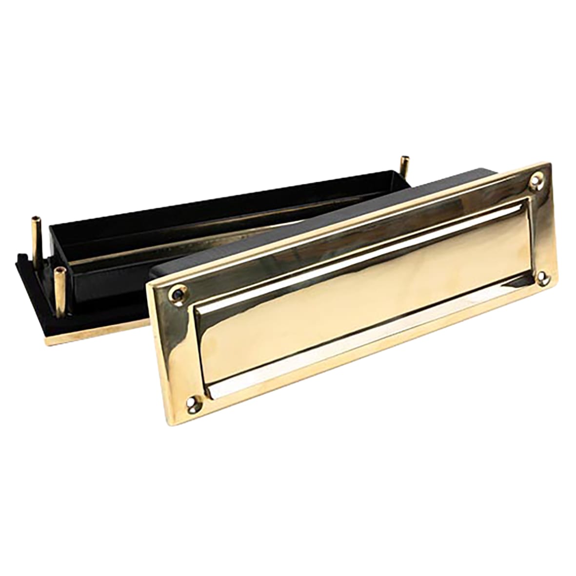 Traditional Letter Plate - 315 x 92mm - Door Thickness 42-72mm - Polished Brass - view 2