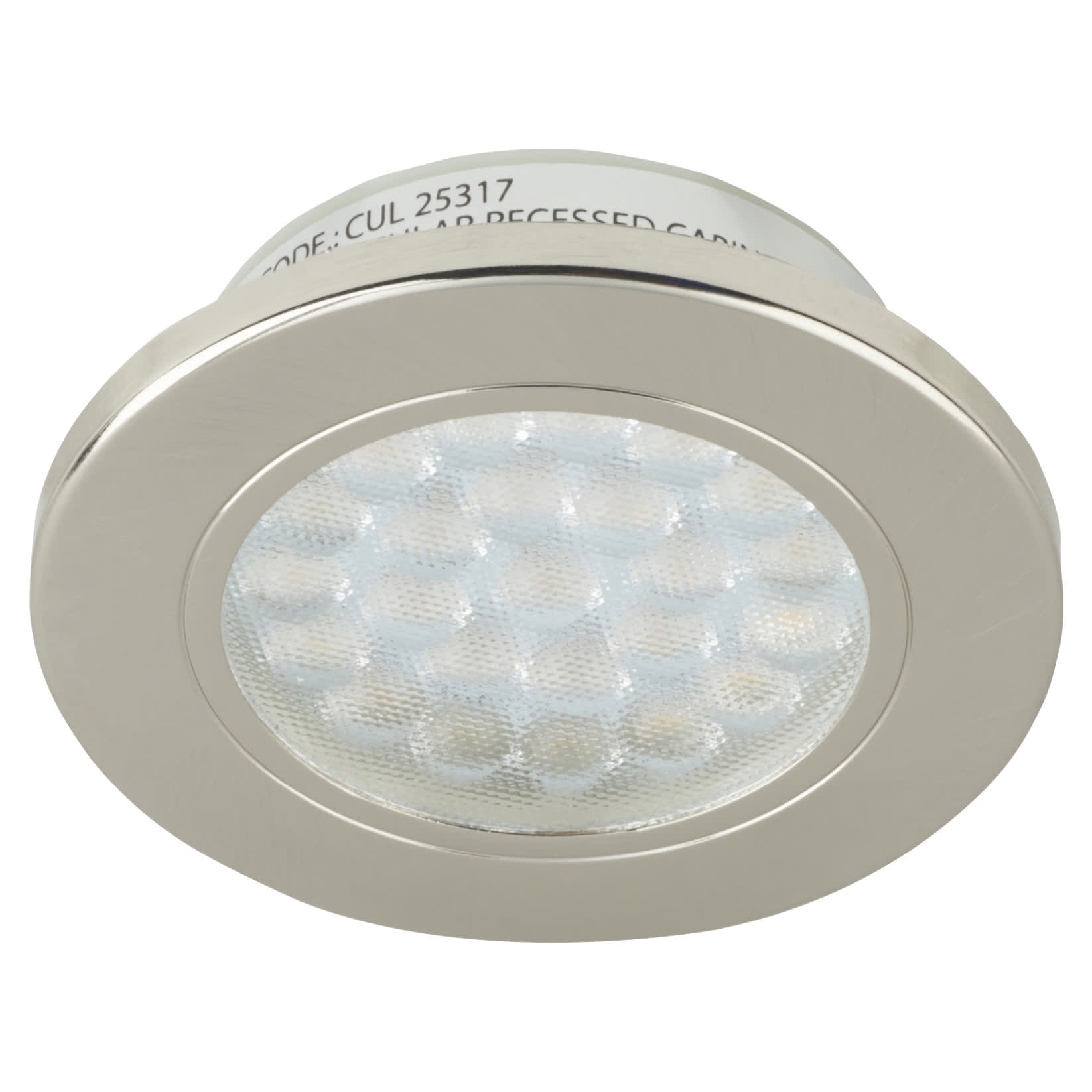 Forum Culina Pozza 1.5W LED Round Cabinet Downlight - IP44 - 3000K Warm White - Satin Nickel - view 2