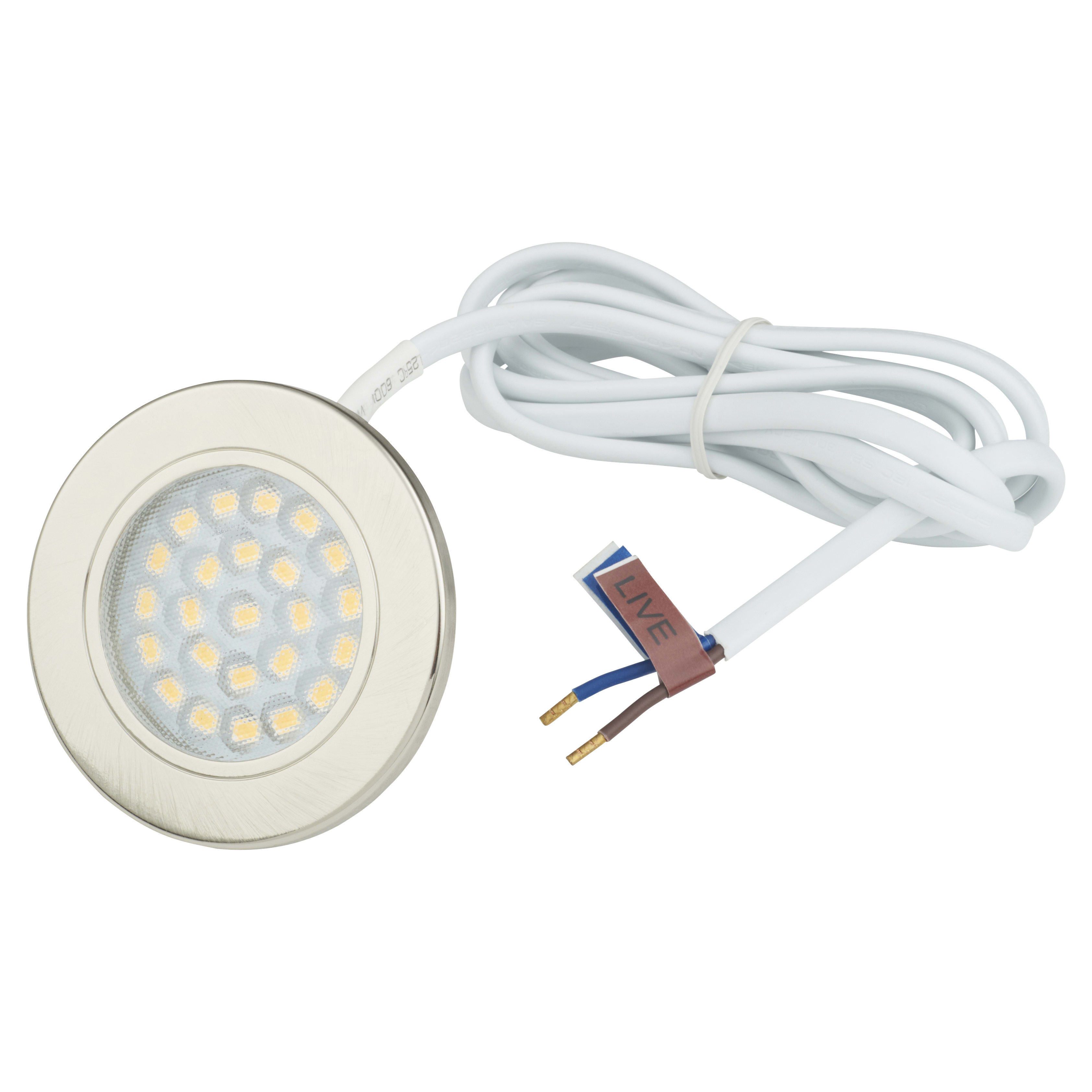 Forum Culina Pozza 1.5W LED Round Cabinet Downlight - IP44 - 3000K Warm White - Satin Nickel - view 3