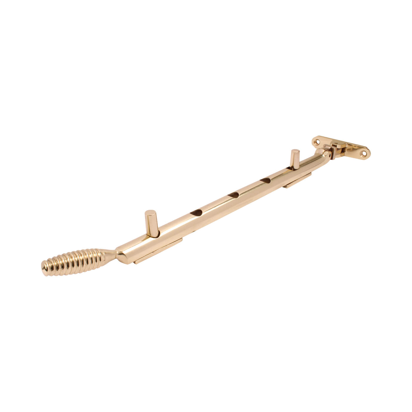 Reeded Casement Window Stay - 12"/300mm Length - Polished Brass - view 2