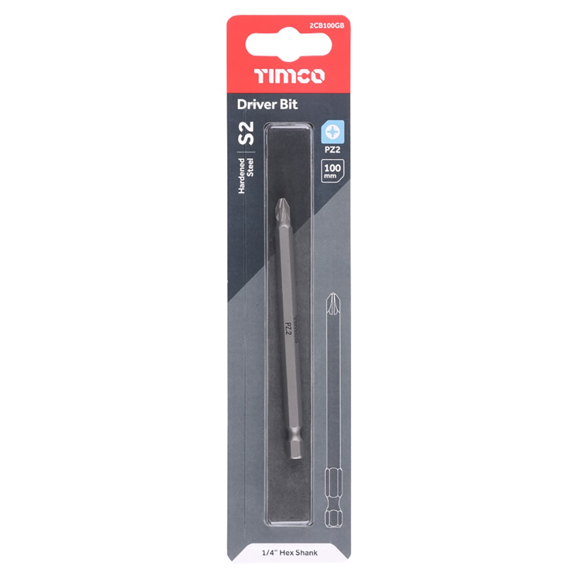Steel Driver Bit - Pozi - - 100mm Length - view 3