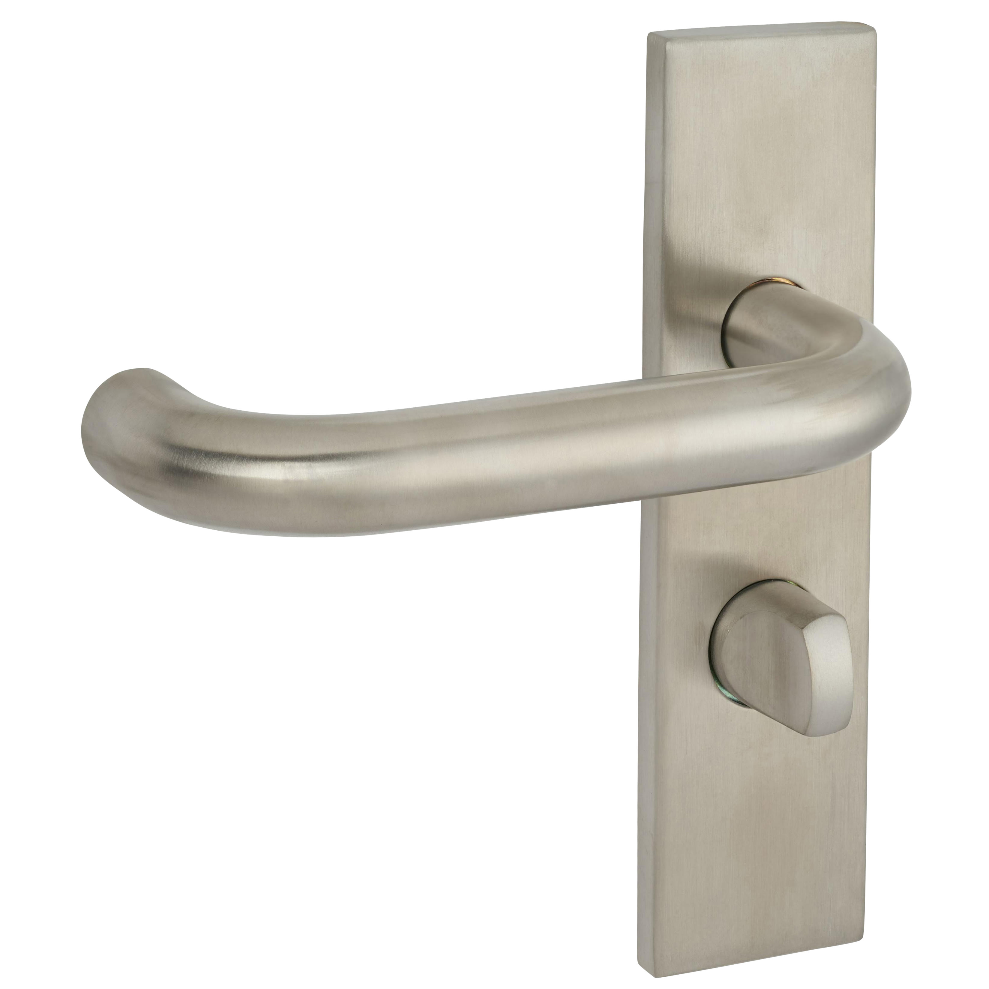 Satin Stainless Steel 19mm Return to Door Bathroom Door Handles - Square - 57mm c/c - LH - view 2