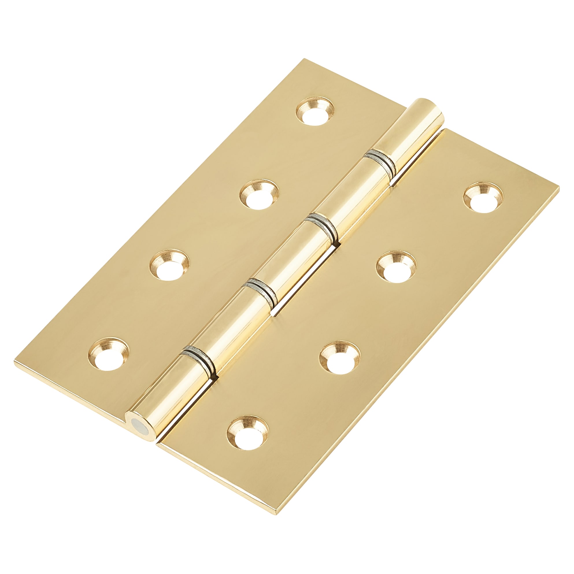 Double Steel Washered Butt Door Hinge - 100 x 67 x 2.2mm - Polished Brass - Pair - view 2
