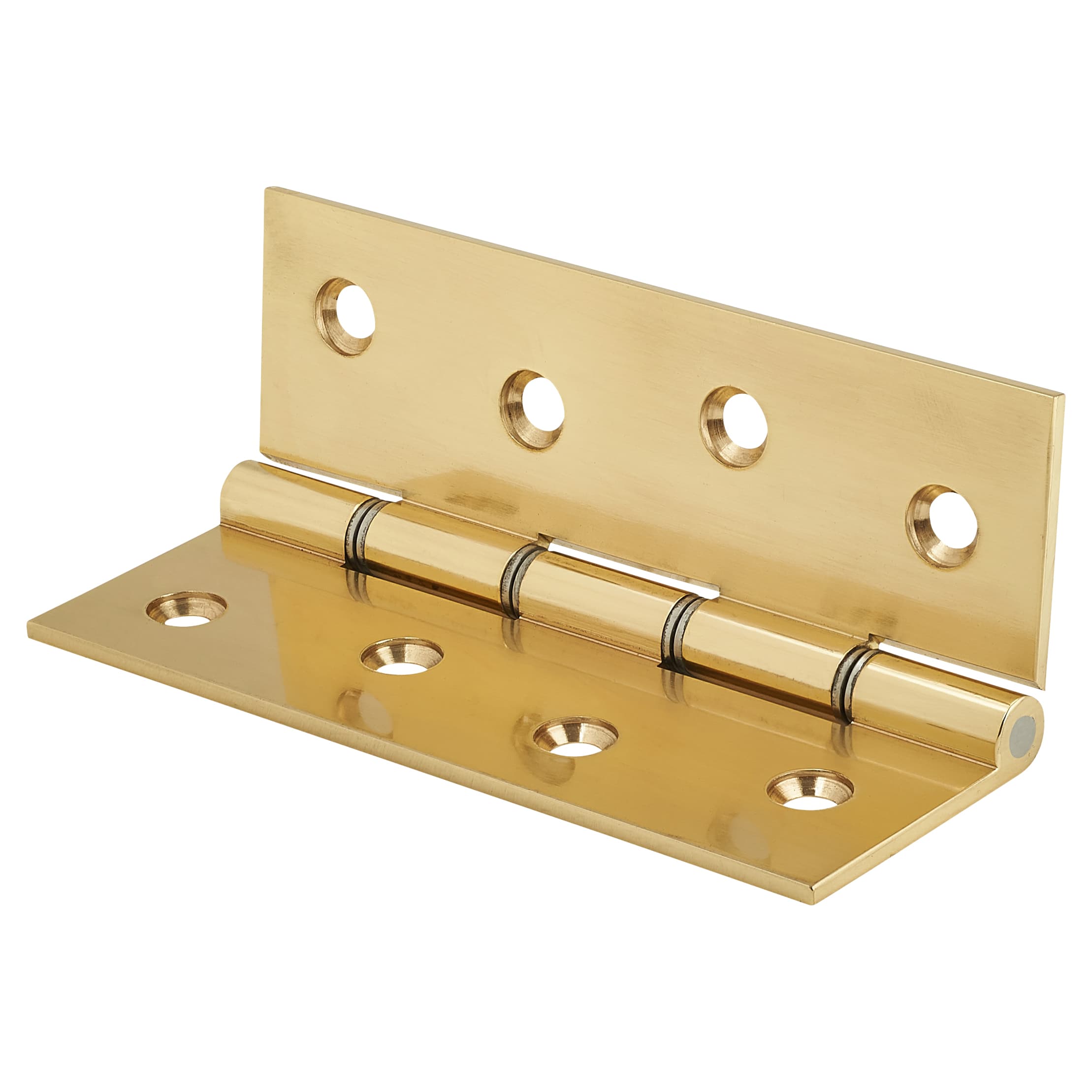 Double Steel Washered Butt Door Hinge - 100 x 67 x 2.2mm - Polished Brass - Pair - view 3