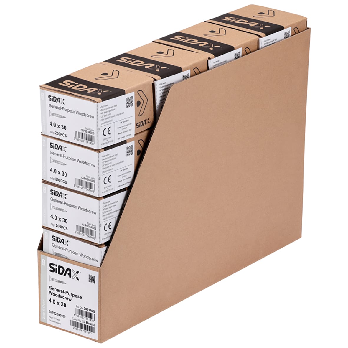 General Purpose Pozi Countersunk Chipboard Wood Screws - 4.0 x 30mm - Zinc Plated - Pk of 200 - view 3