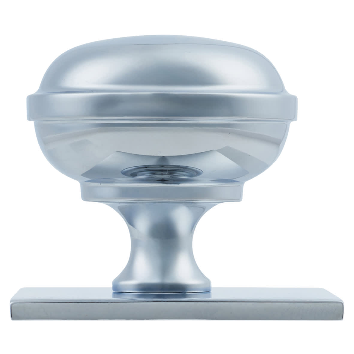 Quantock Cabinet Knob on Square Backplate - 38mm Diameter - Polished Chrome - view 2