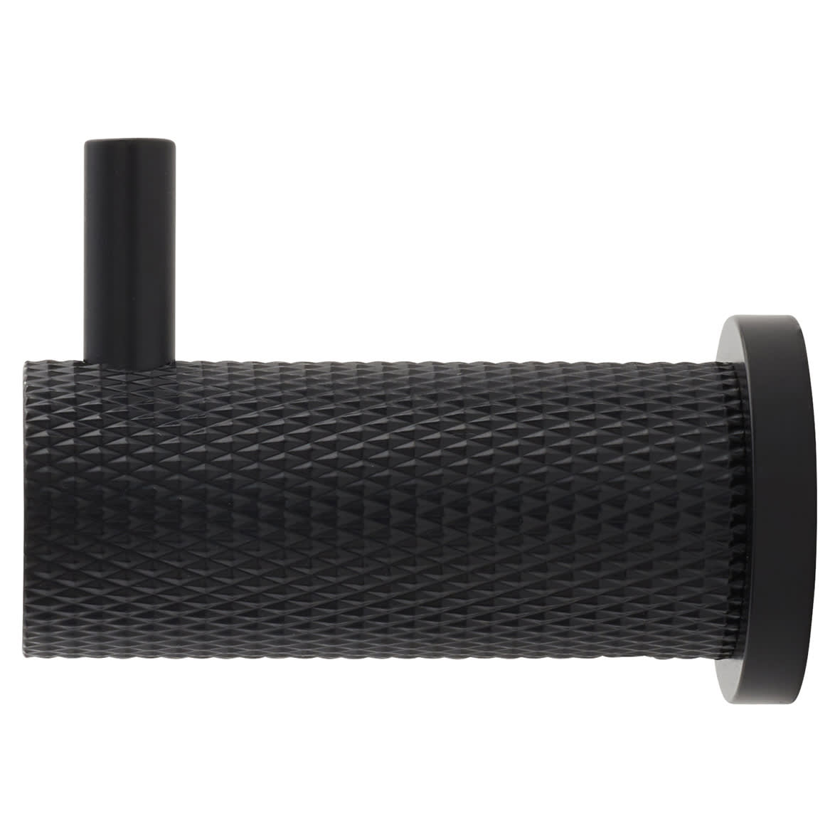 Brunel Diamond Knurled Single Coat Hook - 48 x 25mm - Matt Black - view 2