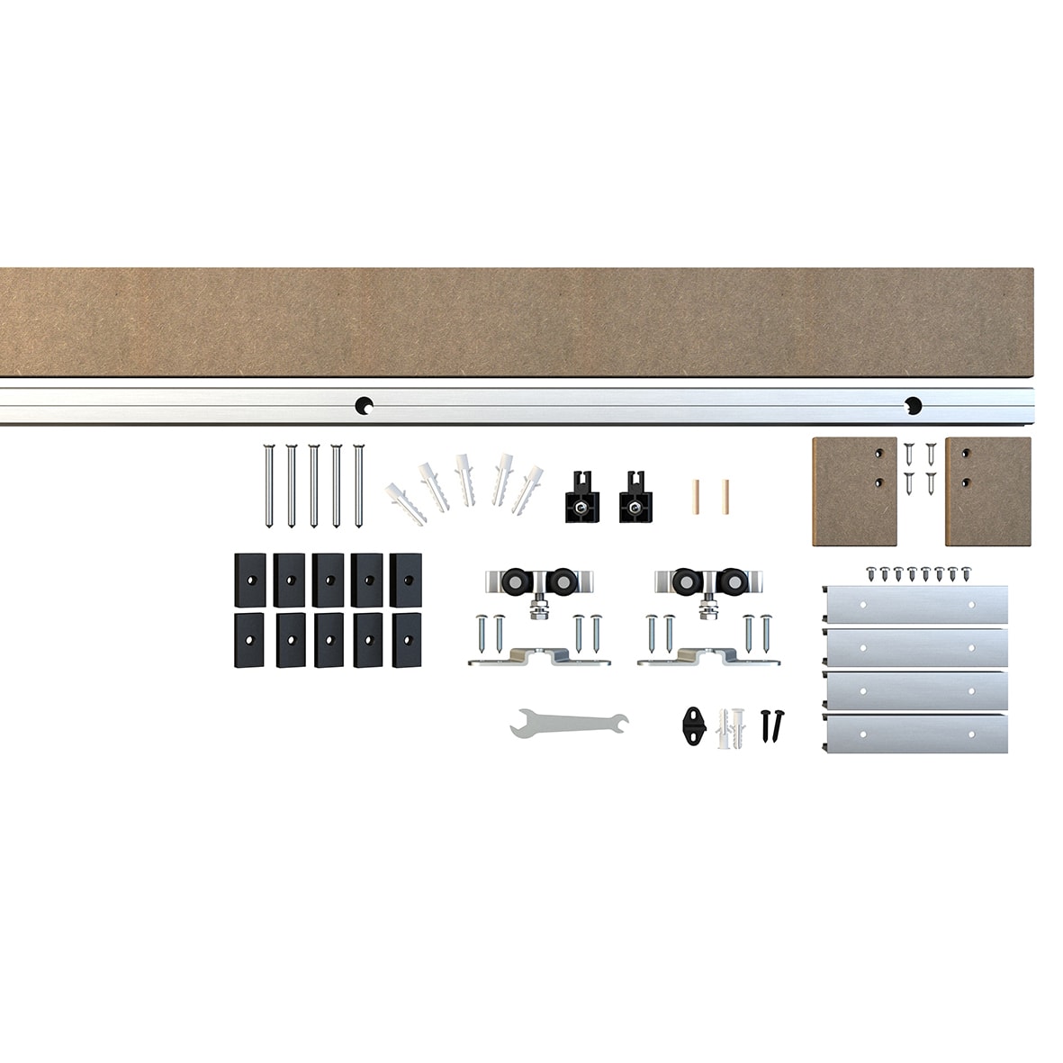 Sliding Door Gear Kit with Pelmet & Soft Close - 2000mm Length - 60kg Max Door Weight - Unpainted - view 3