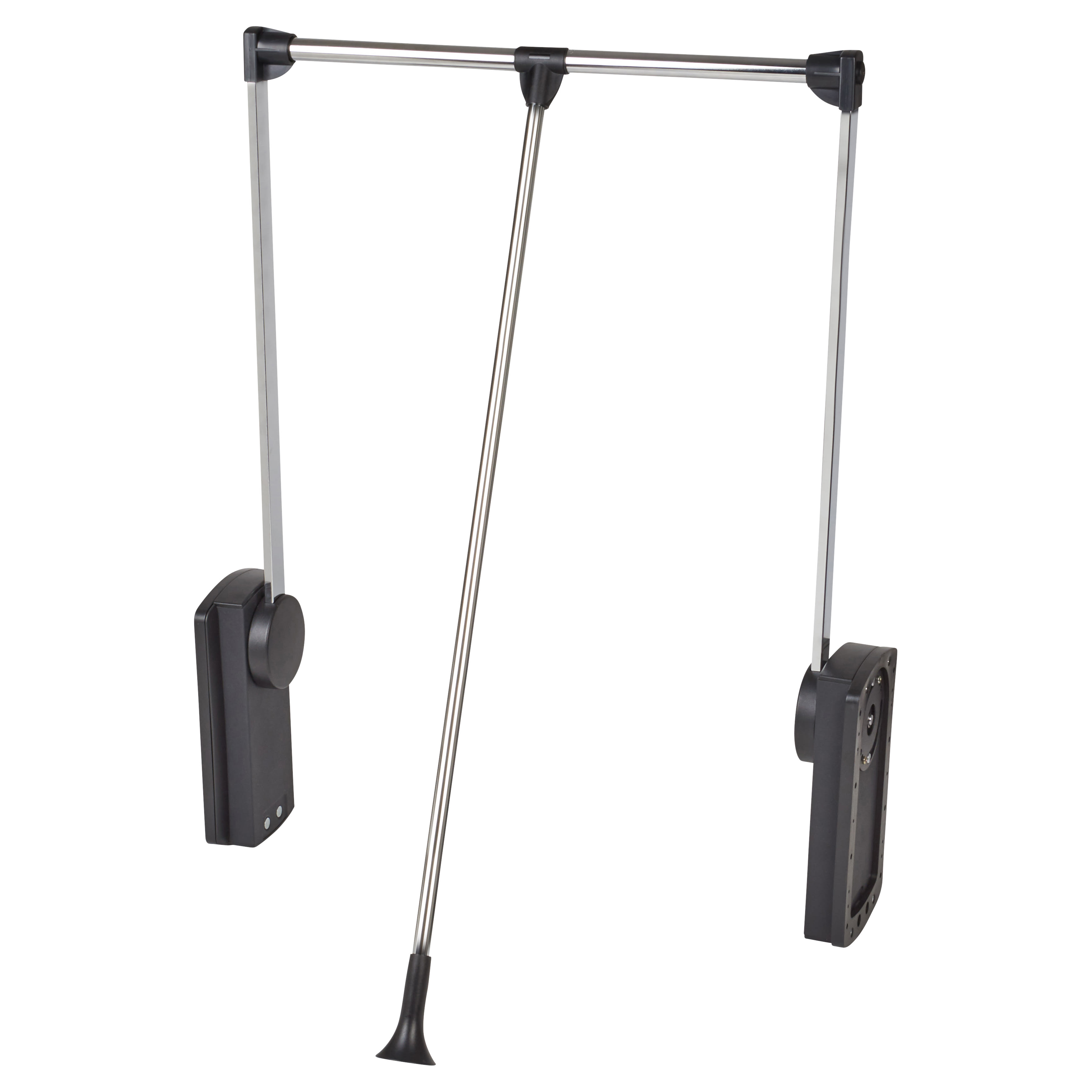 Heavy Duty Double Pull Down Soft Close Wardrobe Rail Lift - 950-1270mm - Max 18kg - Black/Chrome - view 2