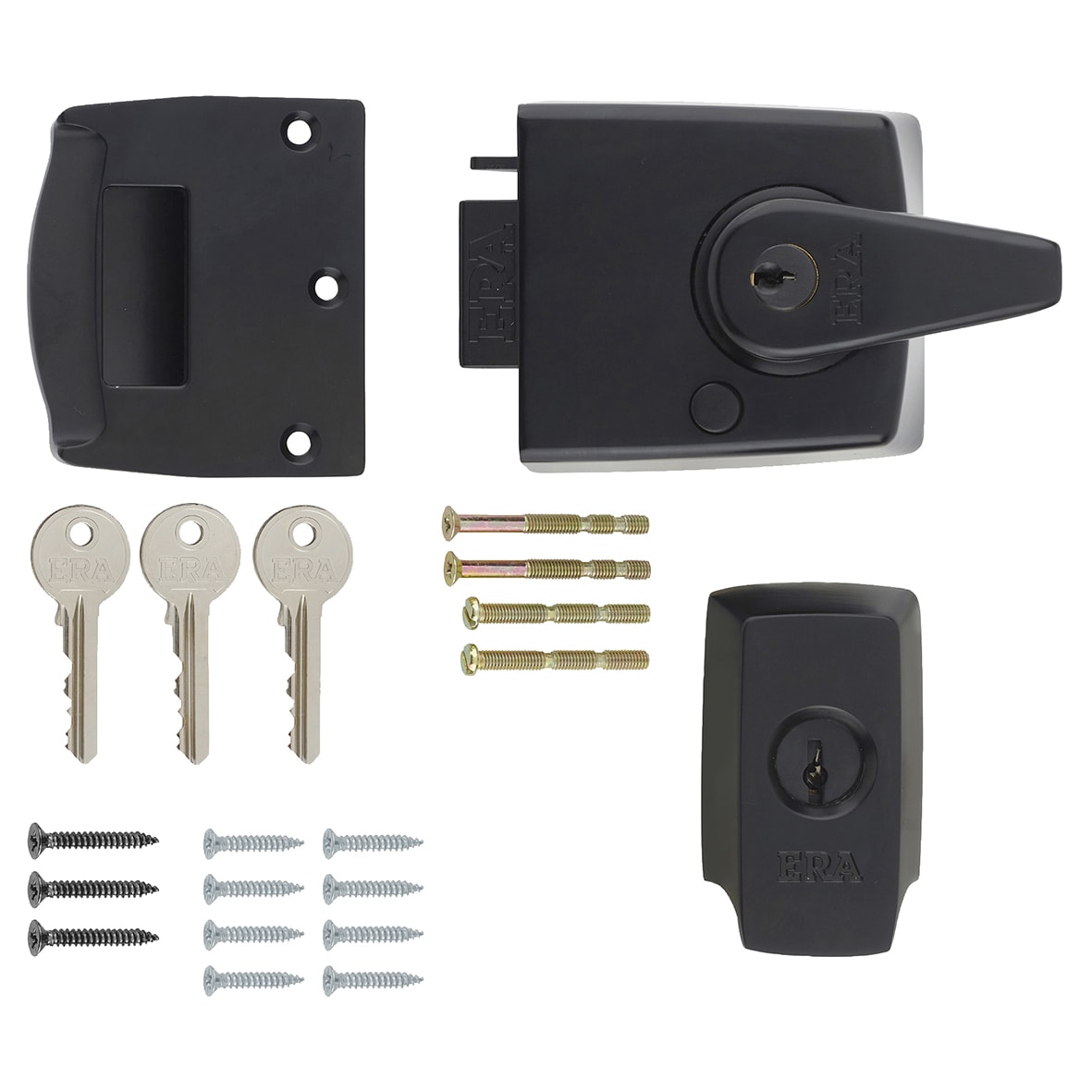BS 3621:2007 Double Locking Nightlatch - 60mm Backset - Matt Black Case/ Cylinder - view 2