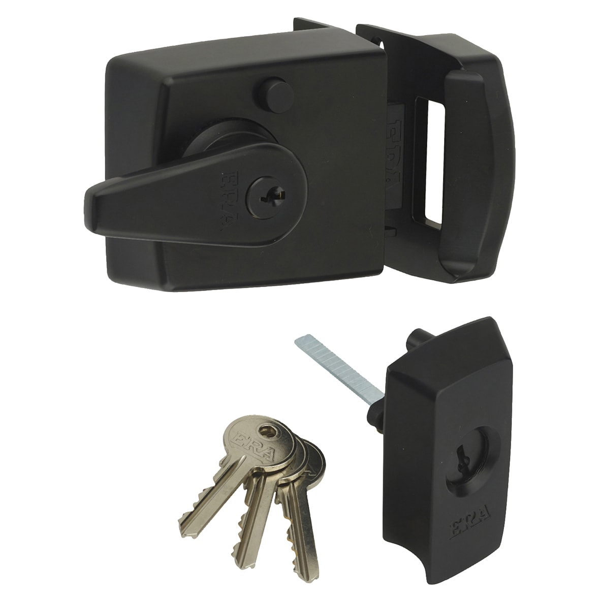 BS 3621:2007 Double Locking Nightlatch - 60mm Backset - Matt Black Case/ Cylinder - view 3