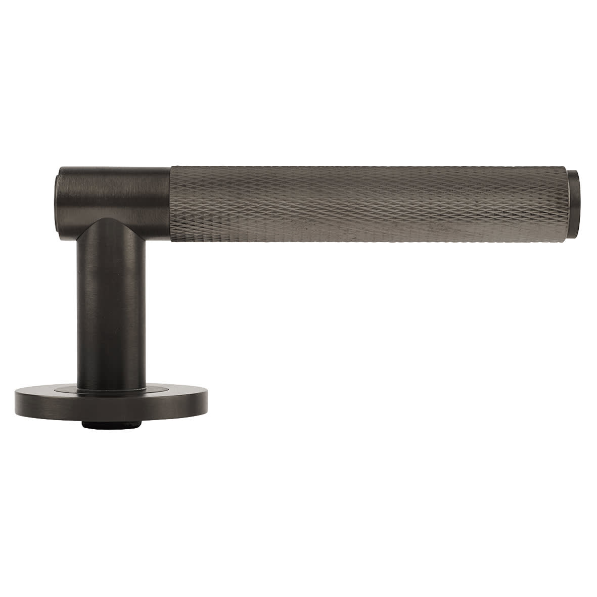 Dark Bronze Knurled Door Handles on Round Rose - Spitfire Range - view 6
