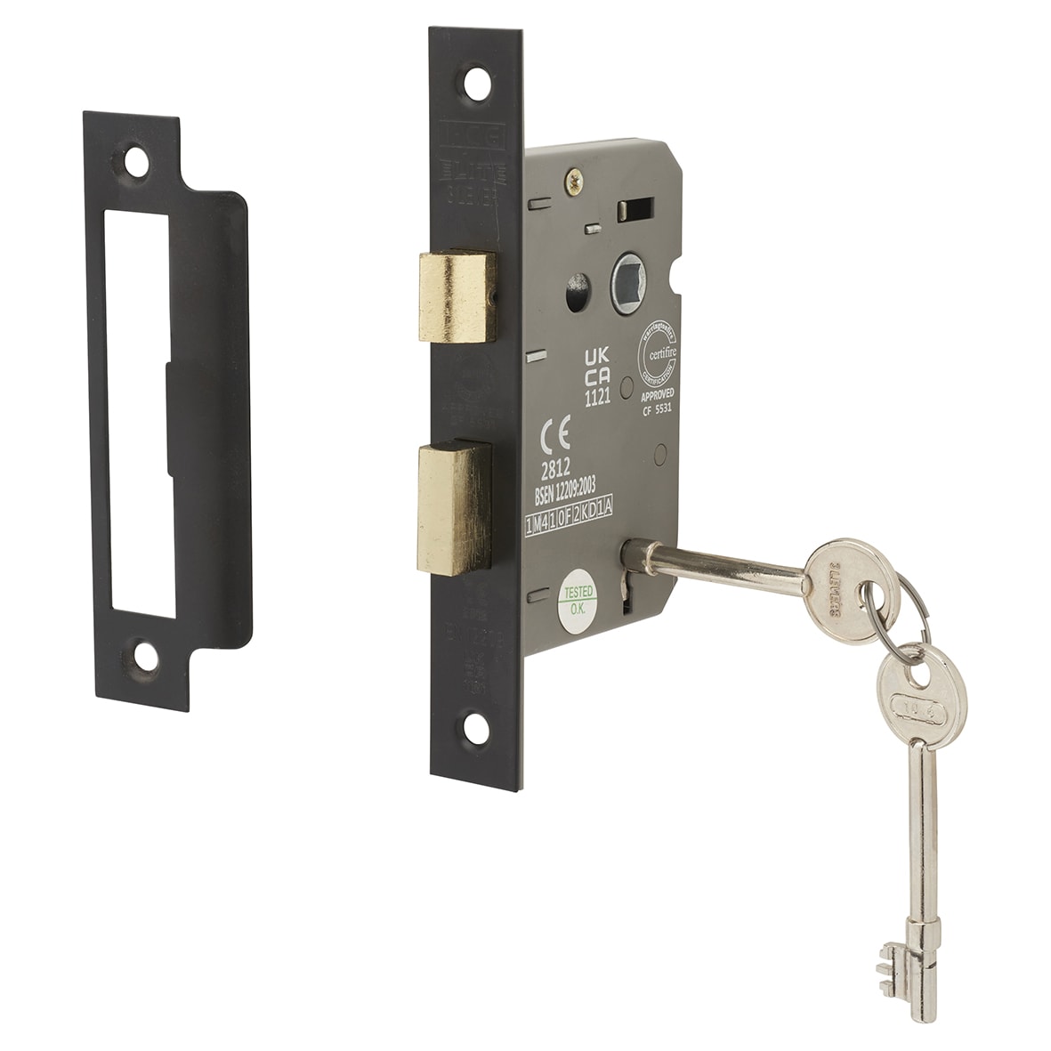 Bolt Through 3 Lever Sashlock - 63mm Case - 44mm Backset - Matt Black - view 4