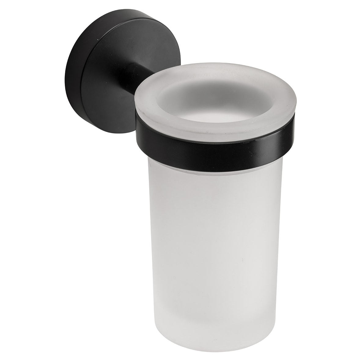 Epsom Flexi-Fix Frosted Glass Tumbler & Holder - 97 x 67.5 x 107.5mm - Matt Black - view 3
