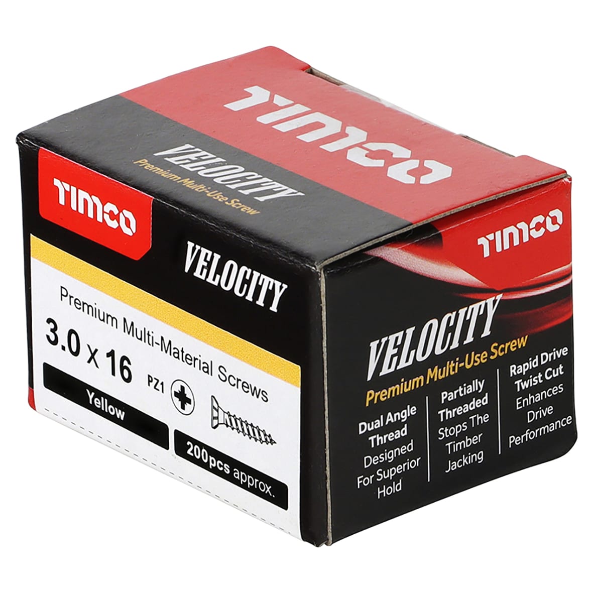 Velocity Pozi Countersunk Wood Screws - 3.0 x 16mm - Yellow Zinc - Pack of 200 - view 3