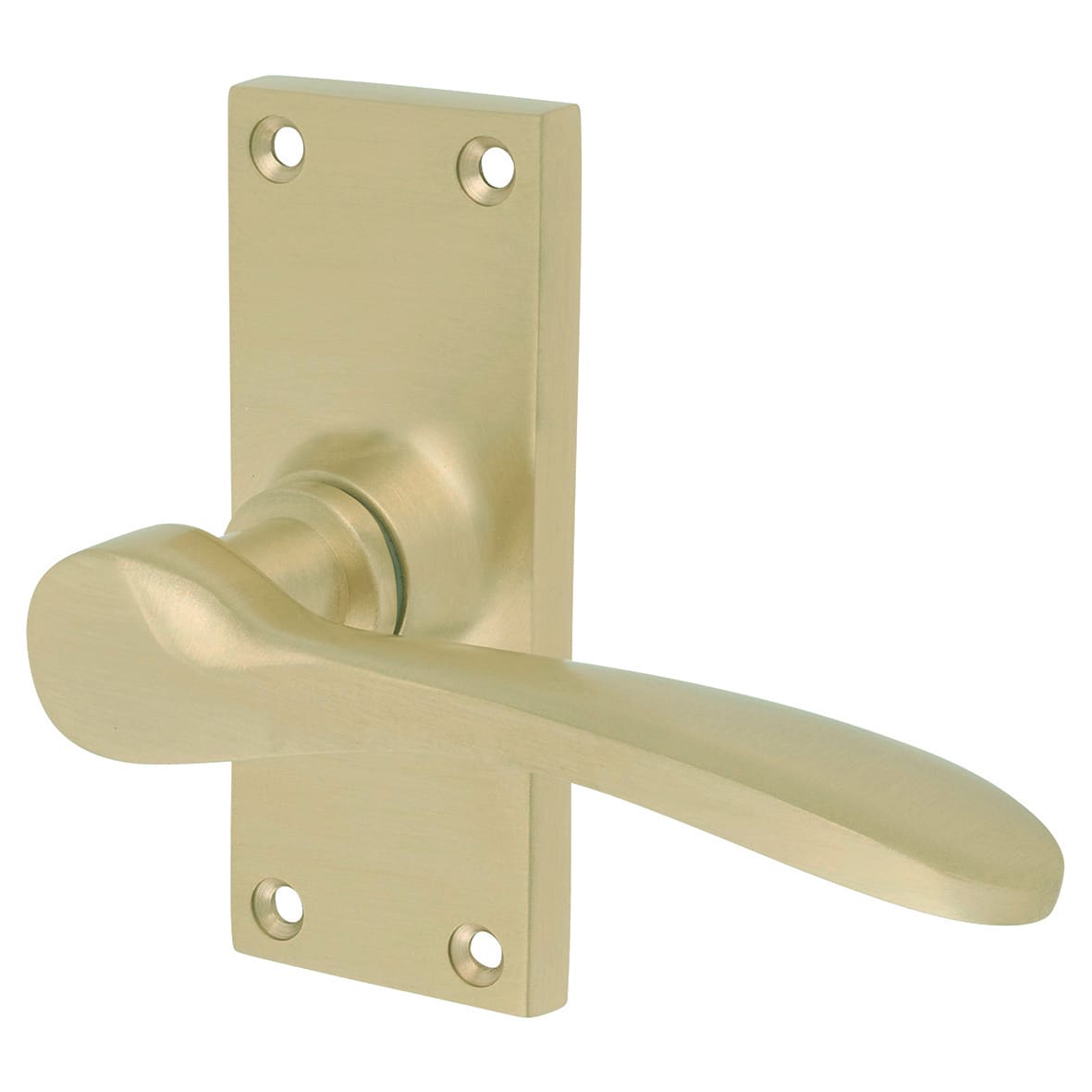 Satin Brass Latch Door Handles Pack - Short Plate - Buckingham Range - view 2