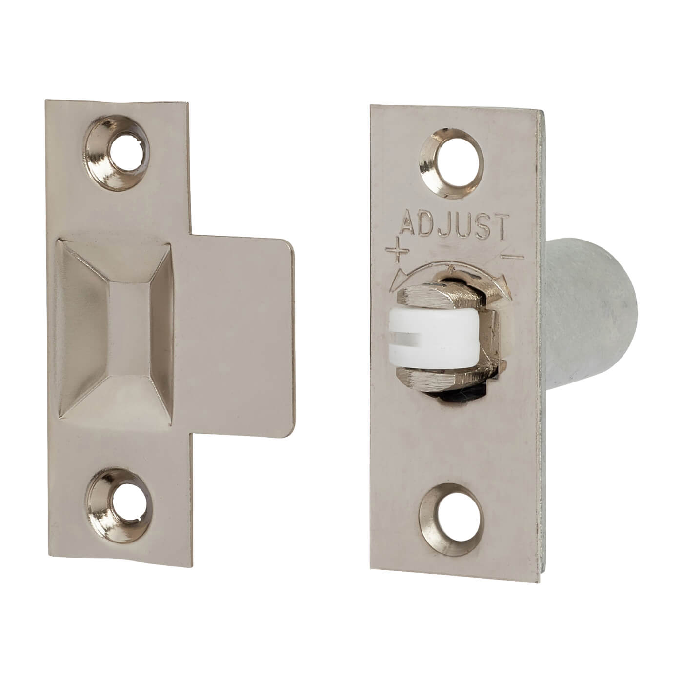 Adjustable Roller Catch - 24 x 59mm Faceplate - Polished Nickel - Pack of 5 - view 2