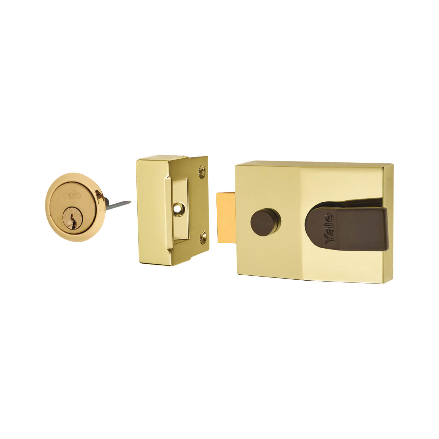 89 Double Locking Nightlatch - 60mm Backset - Polished Brass Case/Cylinder - view 2