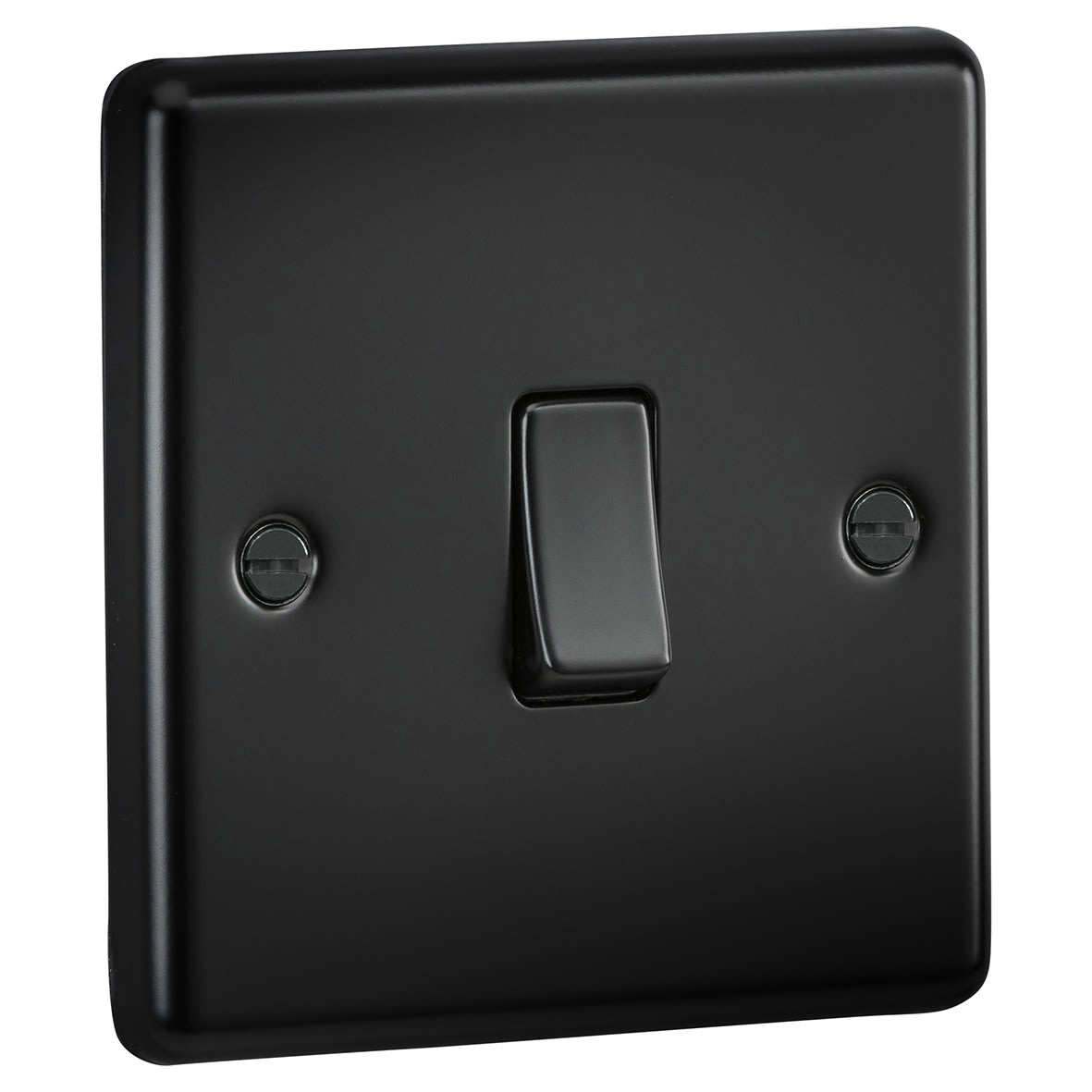 10AX 1 Gang Round Edge Intermediate Light Switch - Matt Black - view 2