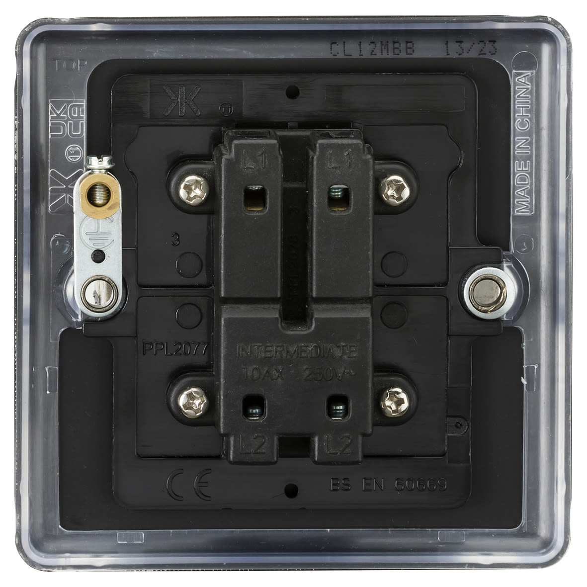 10AX 1 Gang Round Edge Intermediate Light Switch - Matt Black - view 4
