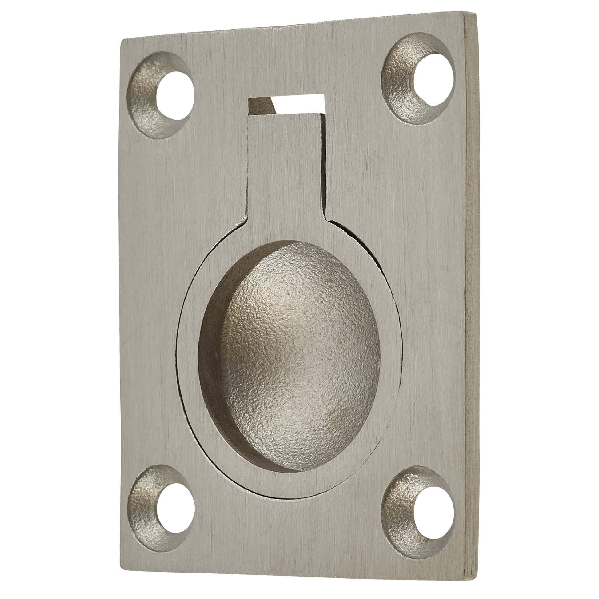Rectangular Flush Ring Cabinet Pull Handle - 48 x 38mm - Satin Stainless Steel - view 2