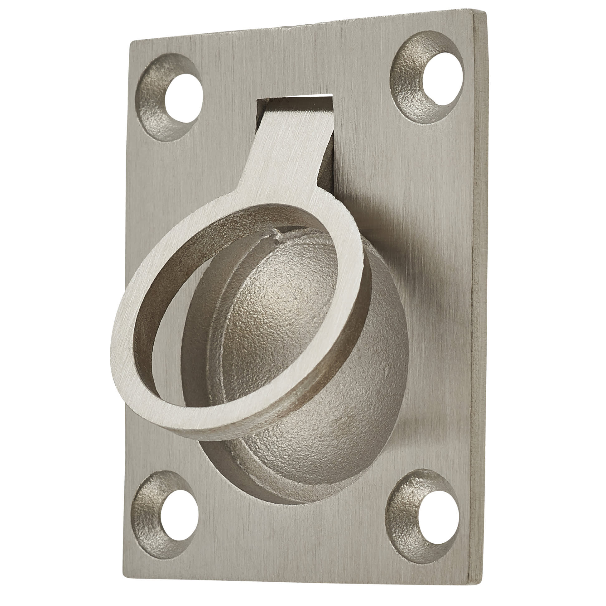 Rectangular Flush Ring Cabinet Pull Handle - 48 x 38mm - Satin Stainless Steel - view 3