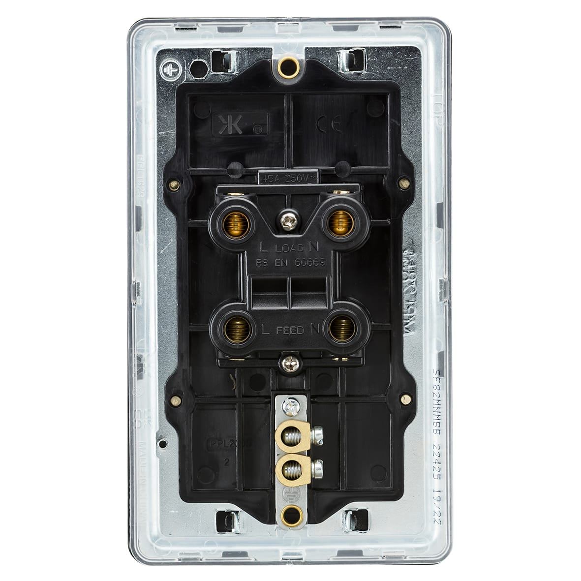 45A 2 Gang Screwless Double Pole Cooker Switch with Neon - Matt Black - view 4