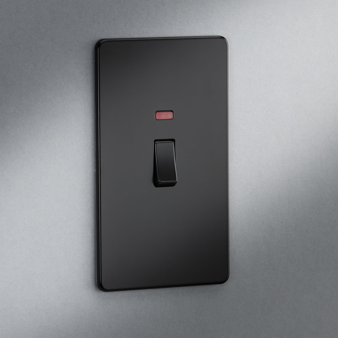 45A 2 Gang Screwless Double Pole Cooker Switch with Neon - Matt Black - view 5