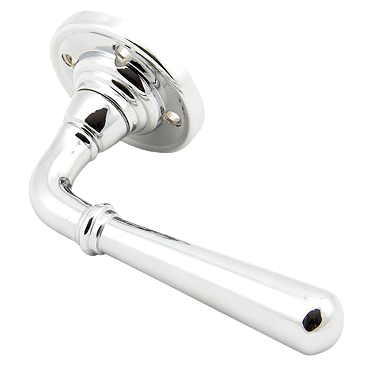 Polished Chrome Door Handles on Round Fixed Rose - Newbury Range - view 2