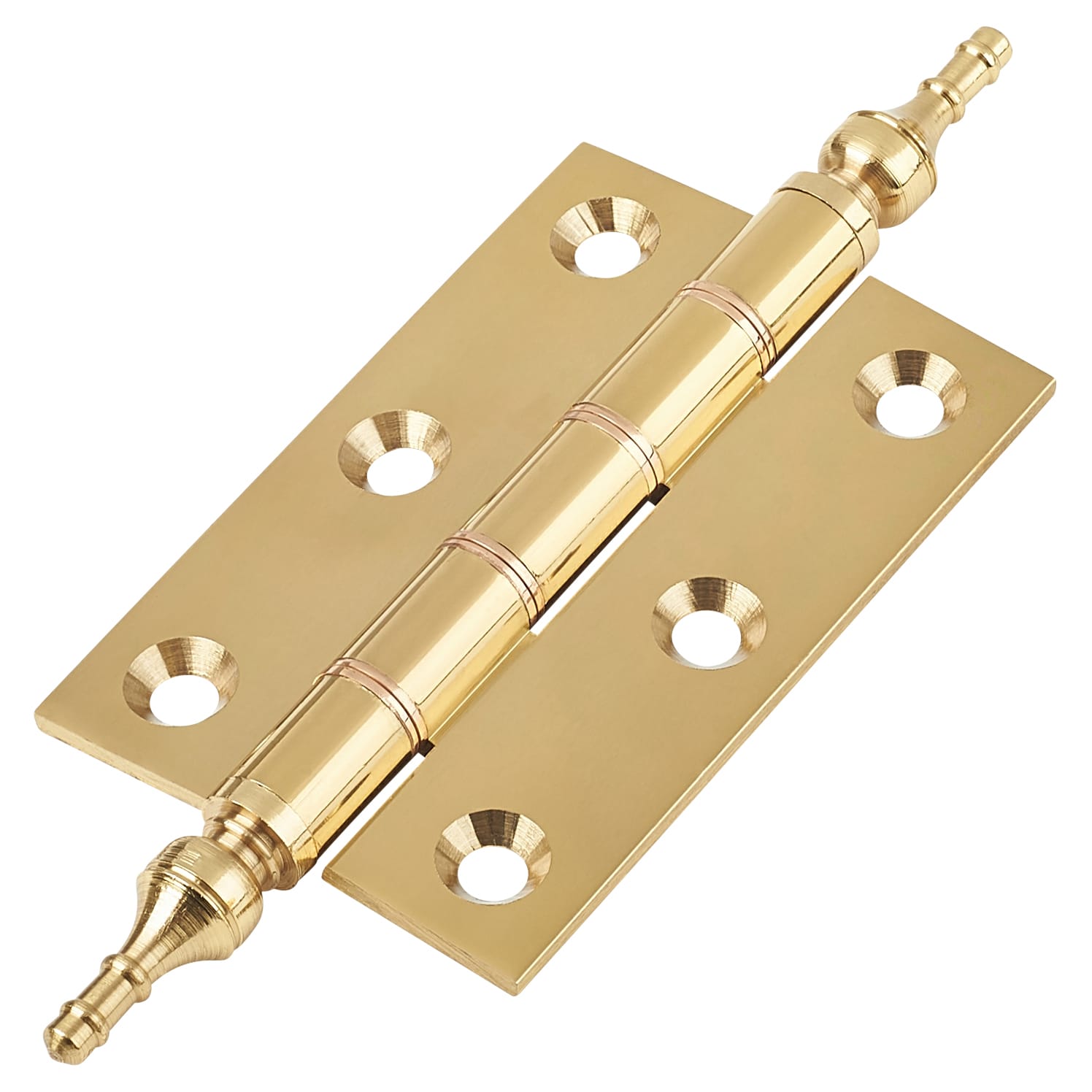 Double Phosphor Finial Butt Door Hinge - 75 x 50 x 2.5mm - Polished Brass - Pair - view 2