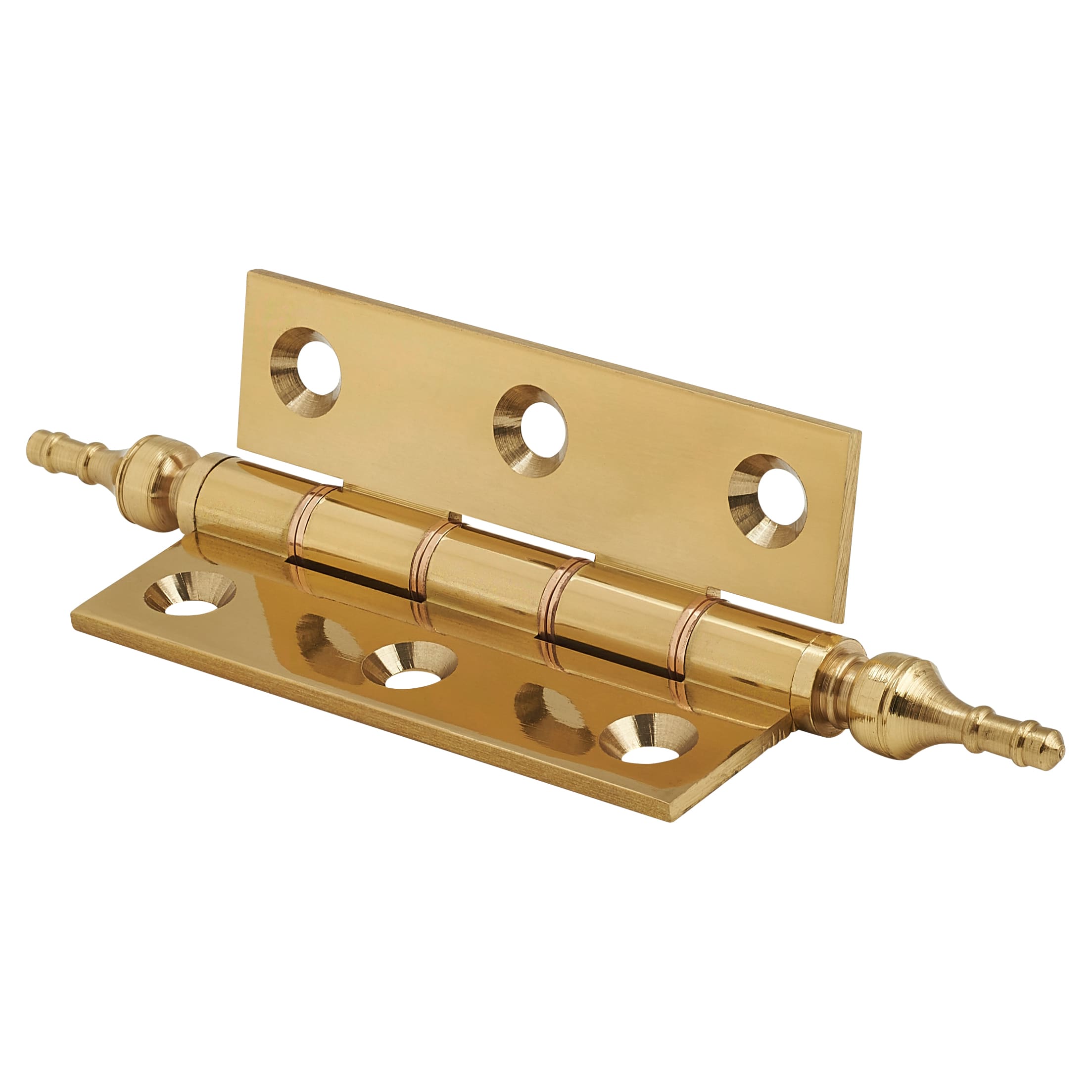 Double Phosphor Finial Butt Door Hinge - 75 x 50 x 2.5mm - Polished Brass - Pair - view 3
