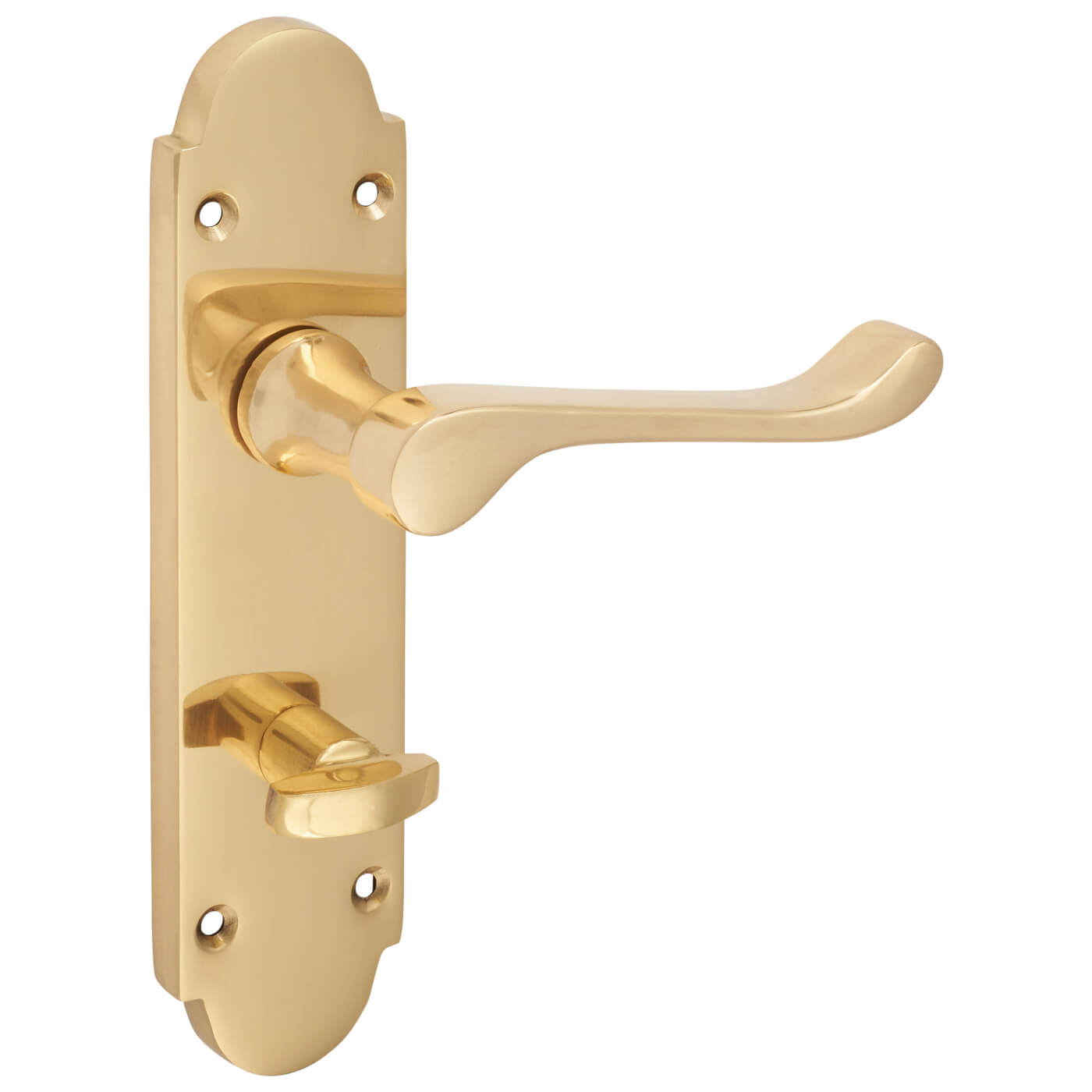 Polished Brass Victorian Summer Scroll Bathroom Door Handles - 168 x 40mm - view 5