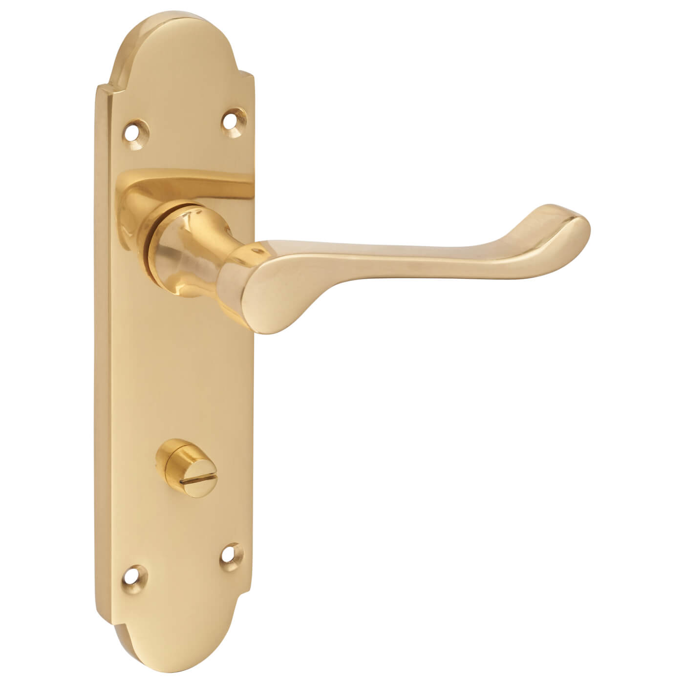 Polished Brass Victorian Summer Scroll Bathroom Door Handles - 168 x 40mm - view 6