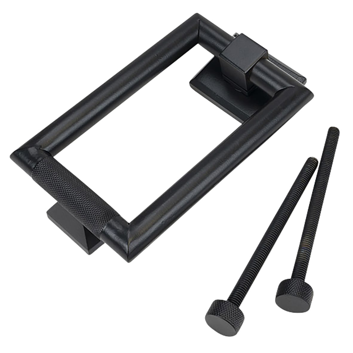 Brompton Rectangular Knurled Door Knocker - Matt Black - 145 x 90mm - view 2