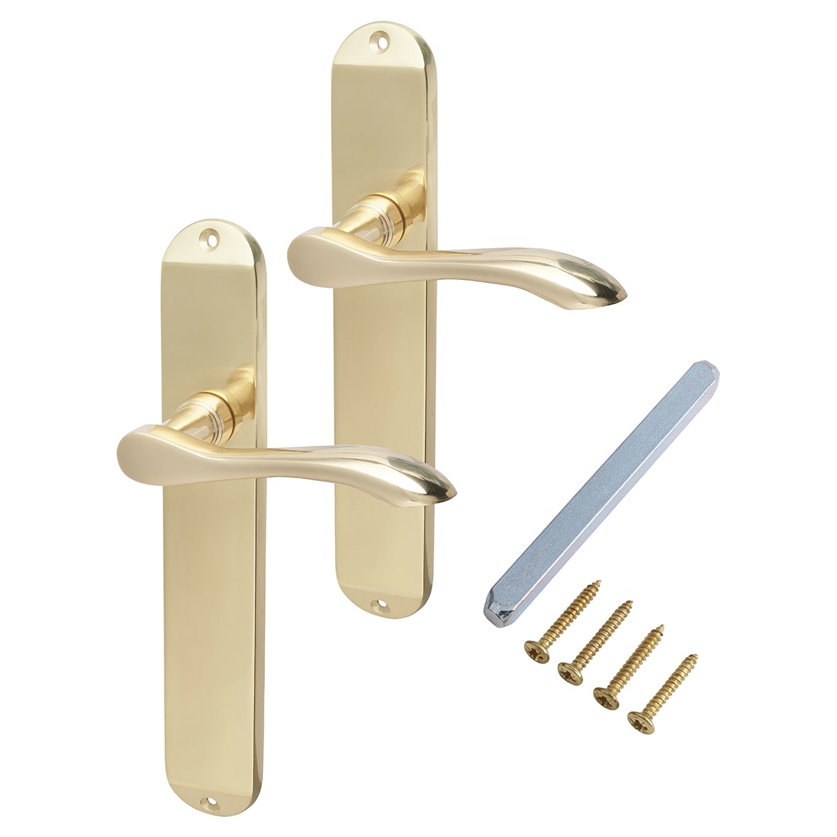 Polished Brass Latch Door Handles - Long Plate - Altea Range - 240 x 41mm - view 4