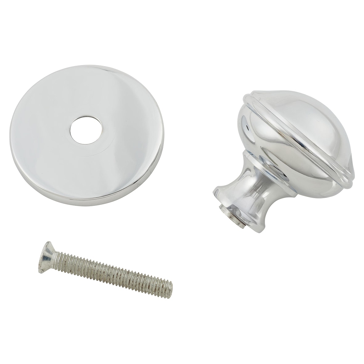 Polished Chrome Round Centre Door Knob - 80mm Rose Diameter - view 3