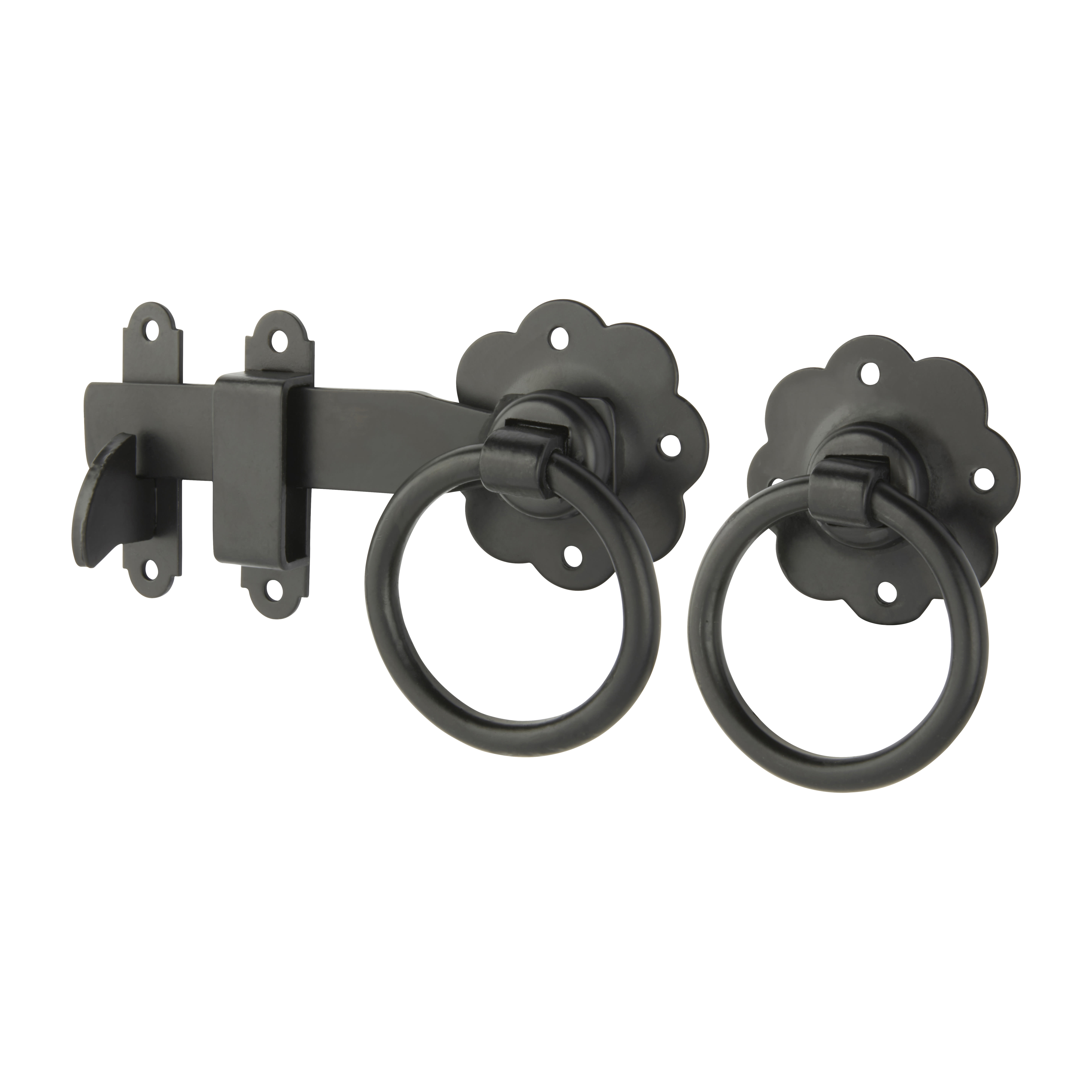 Medium Duty Cranked Hook & Band Gate Hinge Kit with Ring Gate Latch - 300mm - Black - view 4