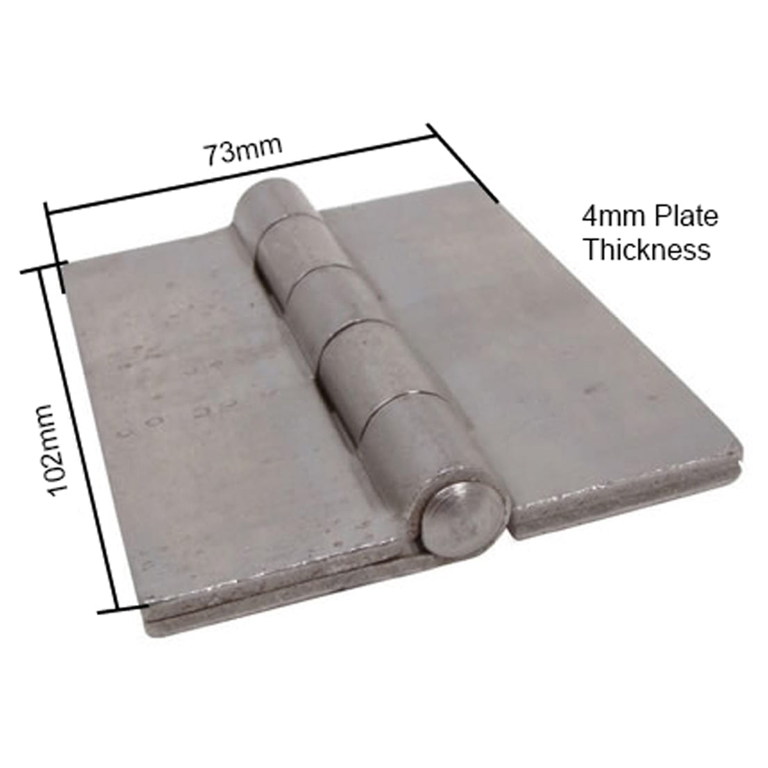 Double Pressed Steel Hinge - 102 x 73 x 4mm - Self Colour Steel - Pair - view 2
