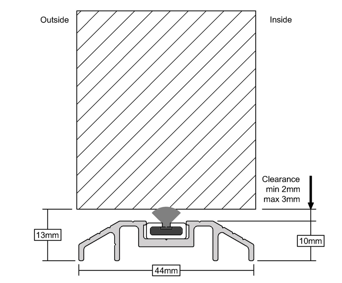 Fire and Smoke Threshold - 914mm Length - Inward/Outward Opening Doors - Black - view 2