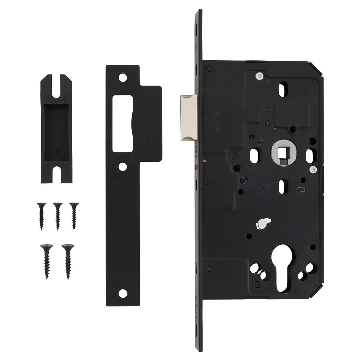 DIN Latch - 88mm Case - 60mm Backset - Square - Matt Black - view 2