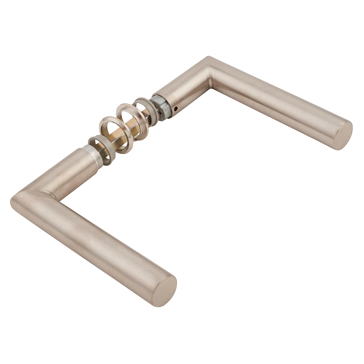 Satin Nickel Door Handles on Round Mini Rose - Amsterdam Range - view 5