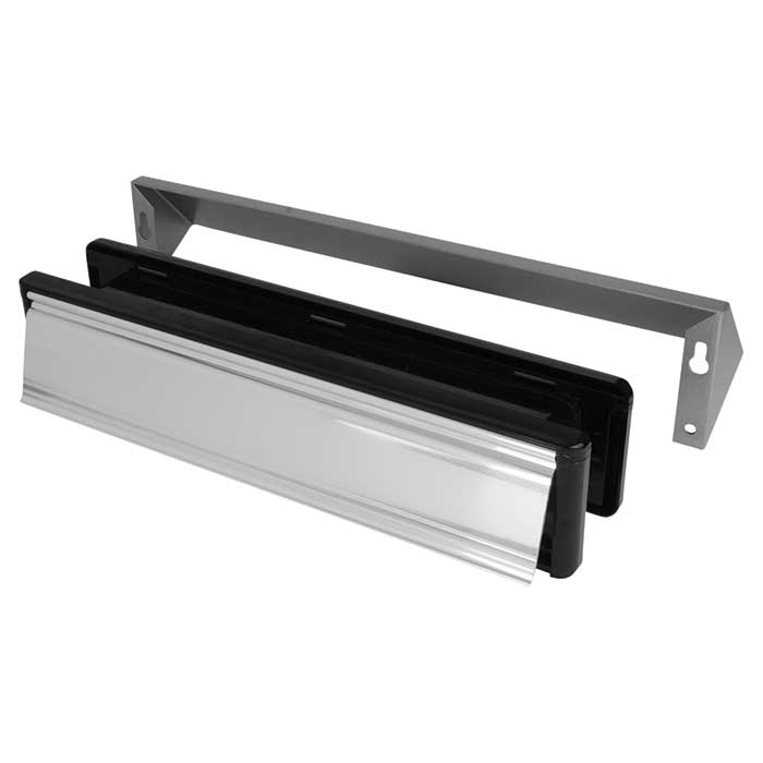 Security Letter Plate - 304 x 70mm - Door Thickness 40-80mm - Polished Chrome - view 2