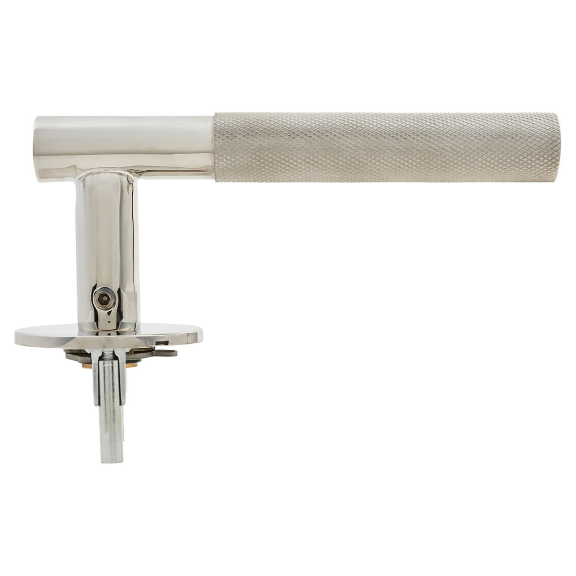 Polished Stainless Steel Knurled Door Handles on Round Slim Rose - Schema Teckna Range - view 5